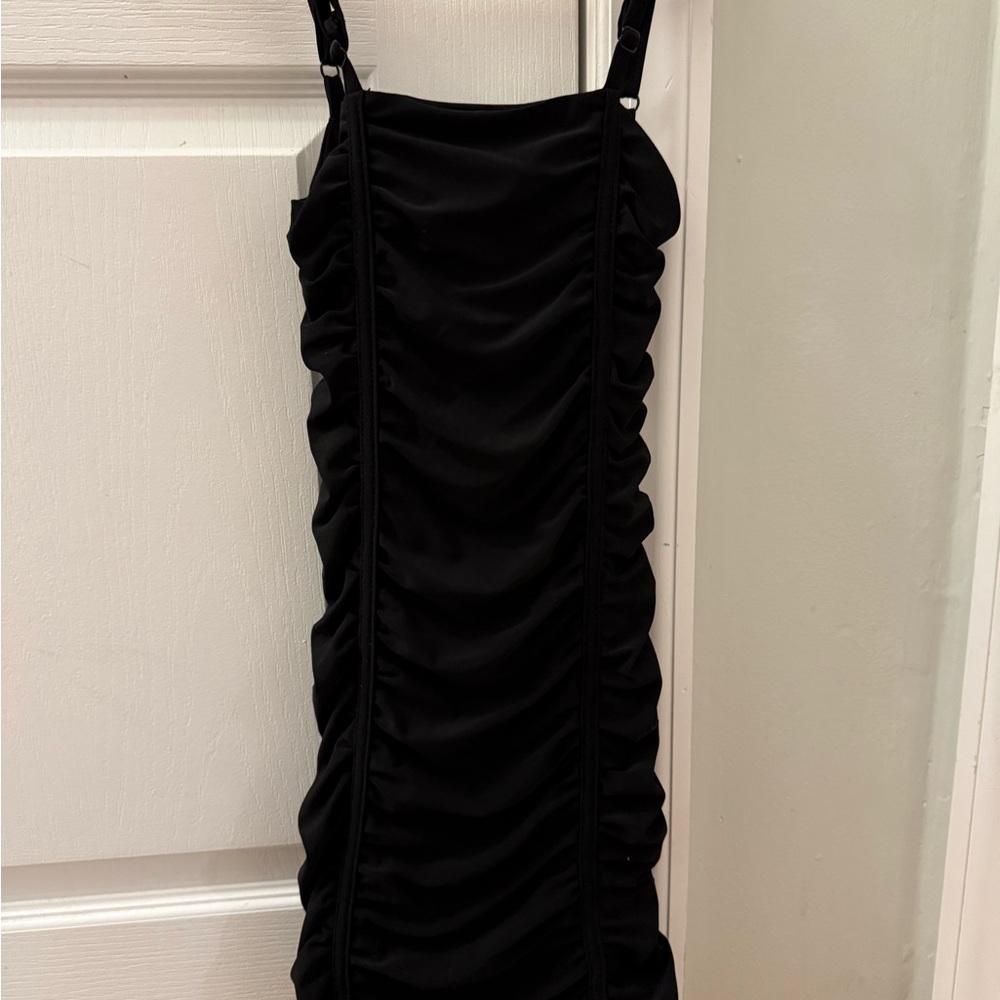 Girl’s Black Ruched Dress